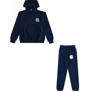 🔥 Eric Emanuel EE Basic/Core Hoodie – Caviar/Metallic Silver 🔥 size Large